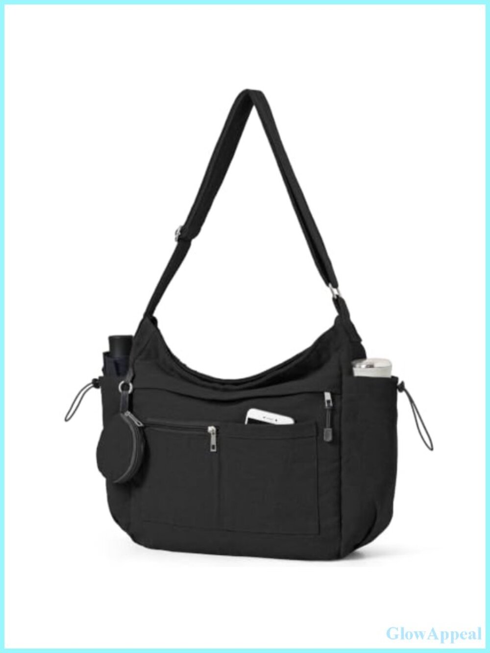 Canvas Hobo Crossbody Tote Bag Set with Coin Pouch Adjustable Strap
